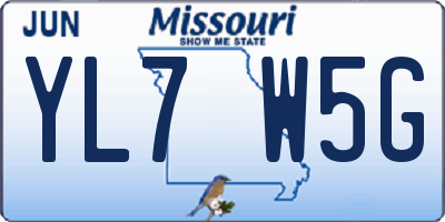 MO license plate YL7W5G