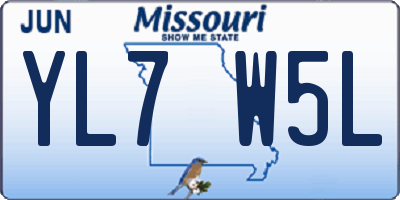 MO license plate YL7W5L