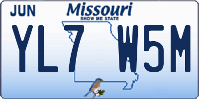 MO license plate YL7W5M