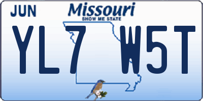 MO license plate YL7W5T