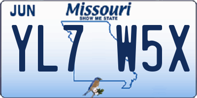 MO license plate YL7W5X