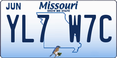 MO license plate YL7W7C