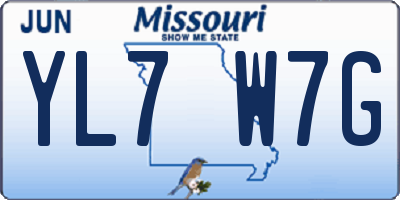 MO license plate YL7W7G