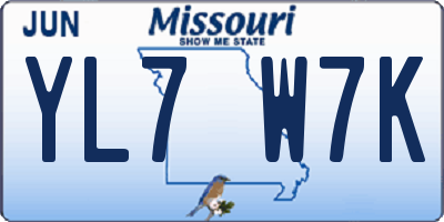 MO license plate YL7W7K