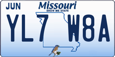 MO license plate YL7W8A