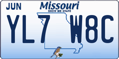 MO license plate YL7W8C