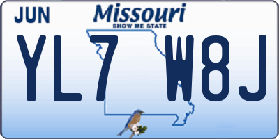MO license plate YL7W8J