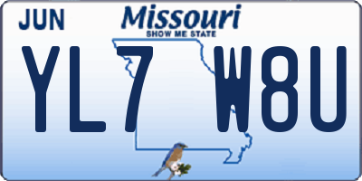 MO license plate YL7W8U