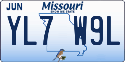 MO license plate YL7W9L