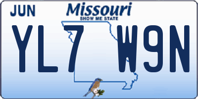 MO license plate YL7W9N