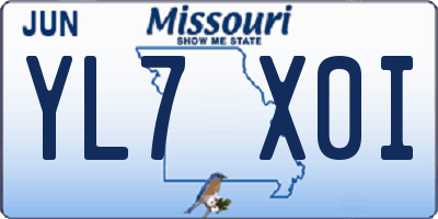 MO license plate YL7X0I