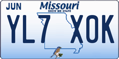 MO license plate YL7X0K