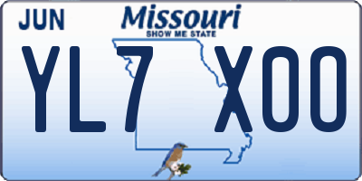 MO license plate YL7X0O