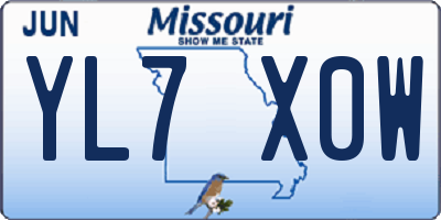 MO license plate YL7X0W
