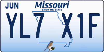 MO license plate YL7X1F