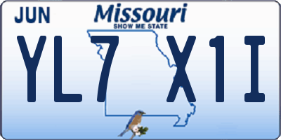 MO license plate YL7X1I