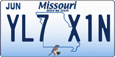MO license plate YL7X1N