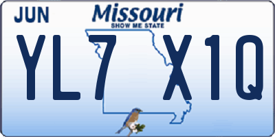 MO license plate YL7X1Q