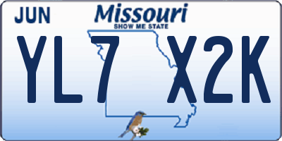 MO license plate YL7X2K