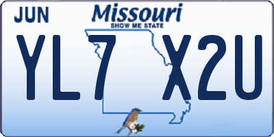 MO license plate YL7X2U