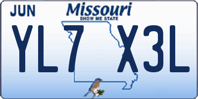 MO license plate YL7X3L