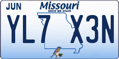 MO license plate YL7X3N