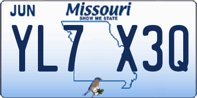 MO license plate YL7X3Q