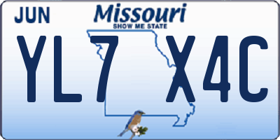 MO license plate YL7X4C