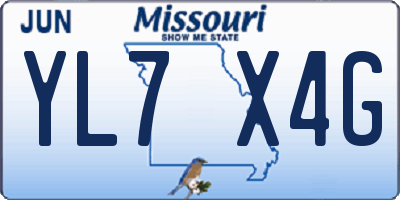 MO license plate YL7X4G