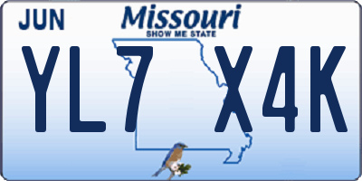 MO license plate YL7X4K