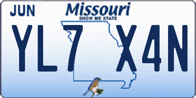MO license plate YL7X4N