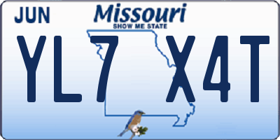 MO license plate YL7X4T