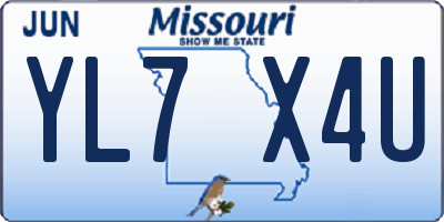 MO license plate YL7X4U