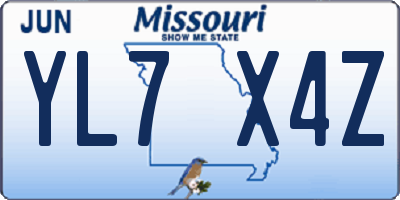 MO license plate YL7X4Z
