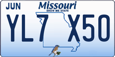 MO license plate YL7X5O
