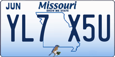 MO license plate YL7X5U