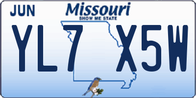 MO license plate YL7X5W