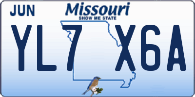 MO license plate YL7X6A