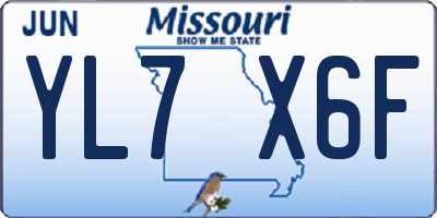 MO license plate YL7X6F