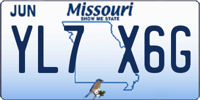 MO license plate YL7X6G