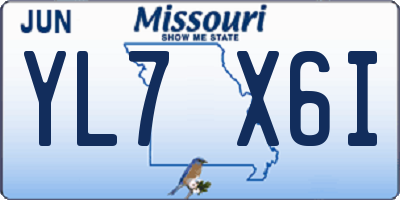 MO license plate YL7X6I