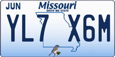 MO license plate YL7X6M