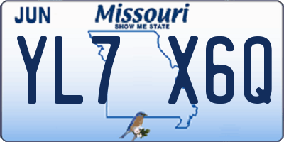 MO license plate YL7X6Q