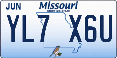 MO license plate YL7X6U