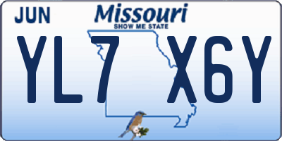 MO license plate YL7X6Y