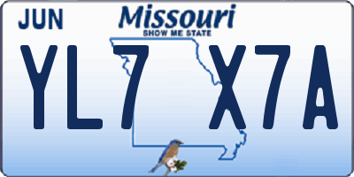 MO license plate YL7X7A