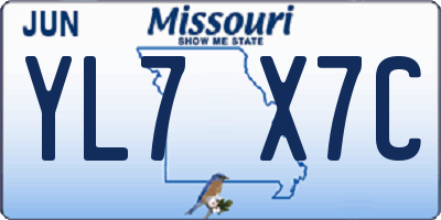 MO license plate YL7X7C