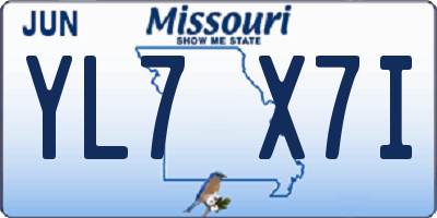 MO license plate YL7X7I