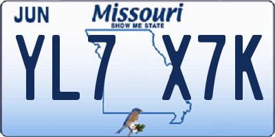 MO license plate YL7X7K