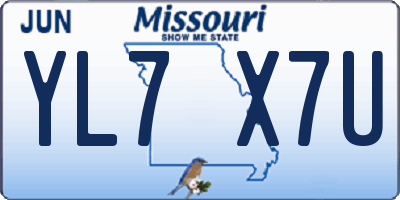 MO license plate YL7X7U
